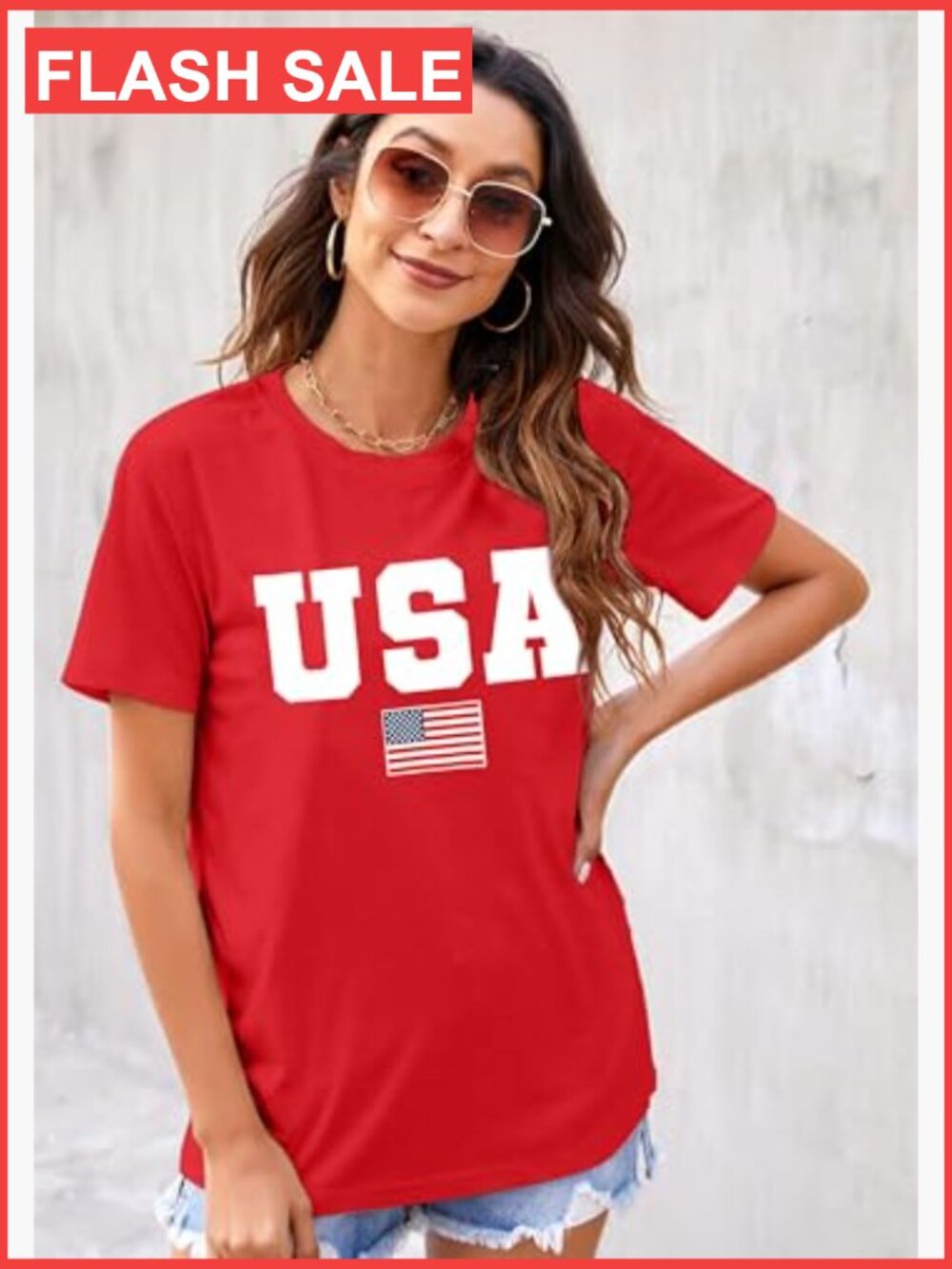 Patriotic American Flag T-Shirt for Women US Independence Day Tee - Picture 4 of 7